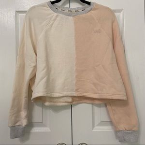 Madewell Cropped Crewneck MWL Size Small Peach, White and Grey